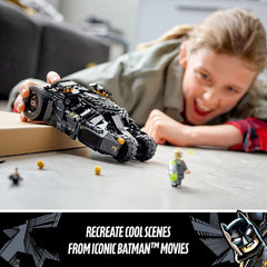 LEGO DC Batman Batmobile Tumbler roof open reveals cockpit access for minifigures.