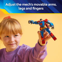 Mech with movable arms and legs allows dynamic, poseable action scenes.