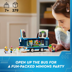 LEGO Despicable Me 4 Minions Music Party Bus interior with DJ station for musical roleplay