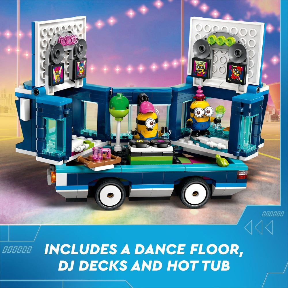 LEGO Despicable Me 4 Minions Music Party Bus minion figures Phil Mel Dave Gus for storytelling