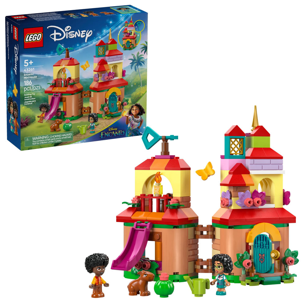 LEGO Disney Encanto mini house front view with Mirabel and Antonio, perfect for imaginative play.