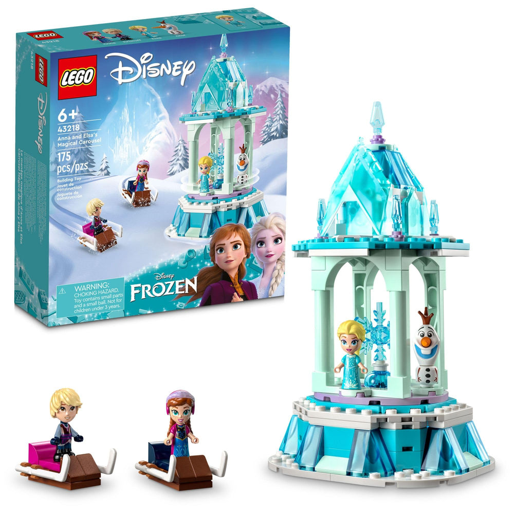 LEGO Disney Frozen Anna and Elsa’s Magical Carousel ice palace carousel in display setup