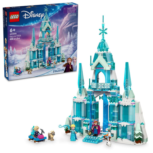 LEGO Disney Frozen Elsa's Ice Palace front view highlights the detailed exterior and tower for imaginative play.