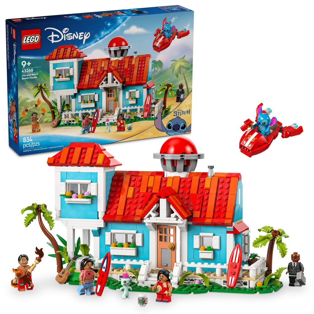 LEGO Disney Lilo and Stitch Beach House front view, inviting imaginative play.