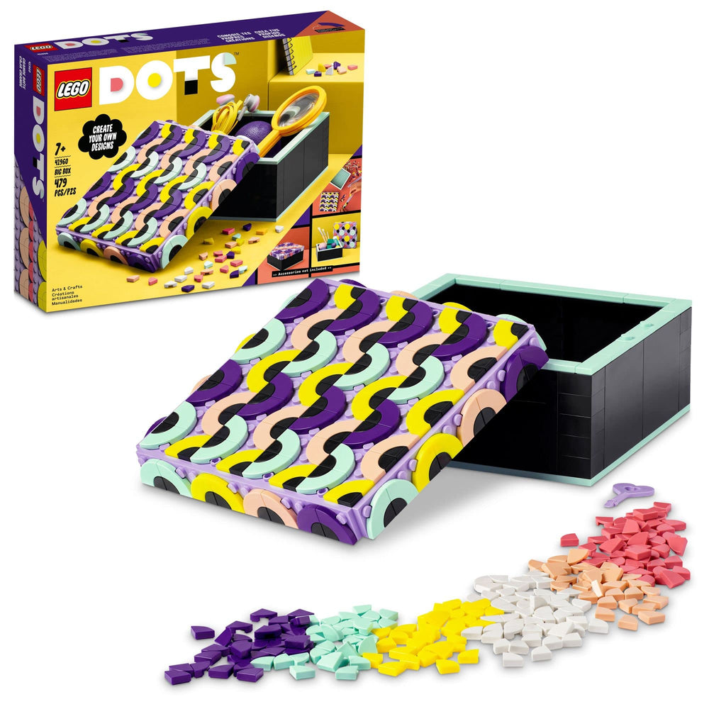 LEGO DOTS Big Box decorative tiles enable endless color designs.