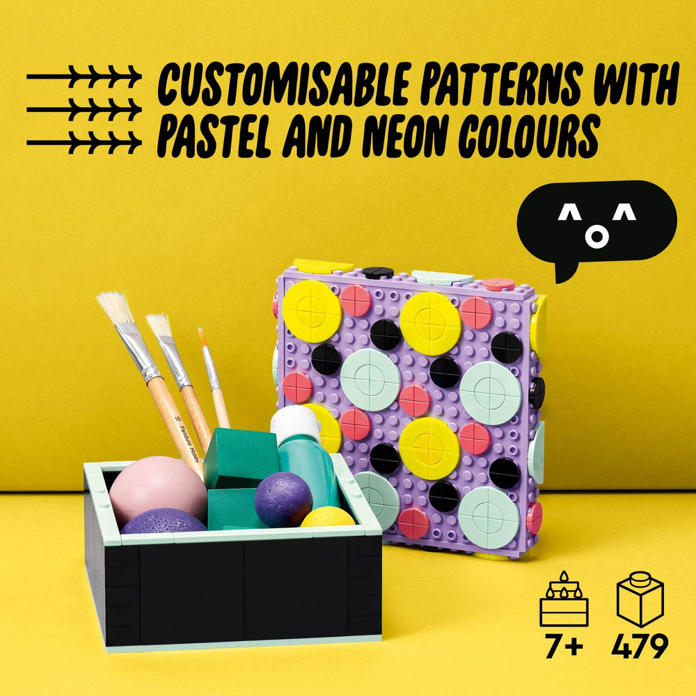 LEGO DOTS Big Box desk tidy supports creative storage and style.