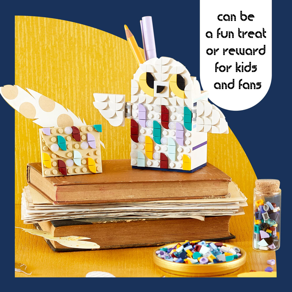 LEGO DOTS Hedwig back-to-school setup boosts personal expression and organization.