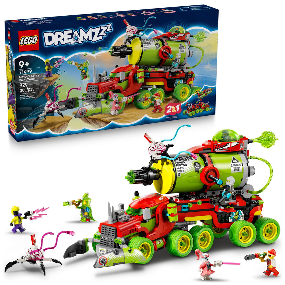 LEGO DREAMZzz Mateo’s Spray Paint Truck front view highlights dual build modes for creative play.