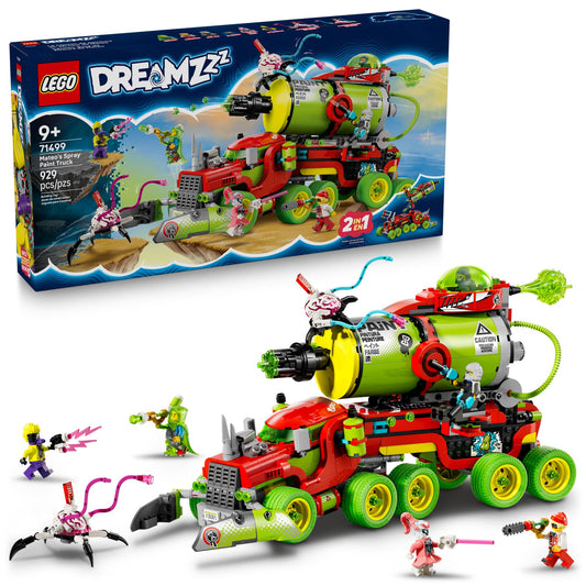 LEGO DREAMZzz Mateo’s Spray Paint Truck front view highlights dual build modes for creative play.