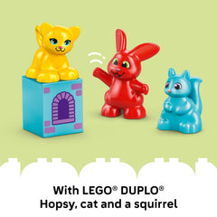 Game board setup for family game night with LEGO DUPLO Hopsy's Castle Game