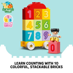 LEGO DUPLO number train figures boy girl dog—invites imaginative role play and social interaction.