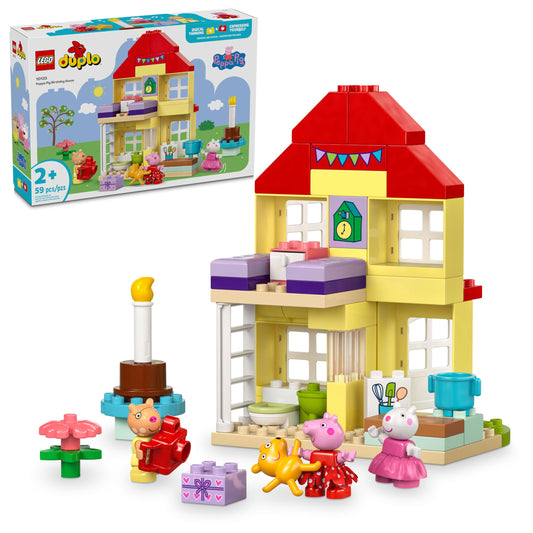 LEGO DUPLO Peppa Pig Birthday House front view for collaborative play