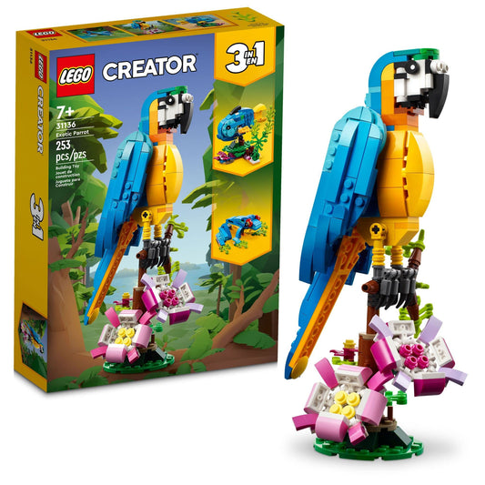 LEGO Exotic Parrot on a flowering branch for colorful, imaginative play