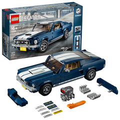 LEGO Ford Mustang GT interior detail with steering and seats for display.