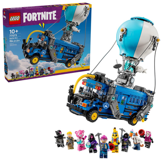 LEGO Fortnite Battle Bus front view for display and imaginative play