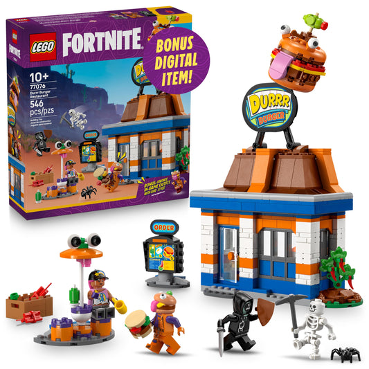 LEGO Fortnite Durrr Burger Restaurant front view inspires imaginative battles.