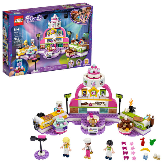 LEGO Friends Baking Competition: three mini-dolls ready for creative pretend baking.