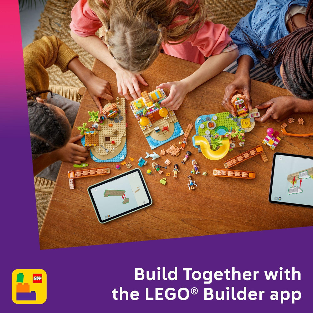 LEGO Friends Beach Resort paddleboard scene supports active imagination and exploration.