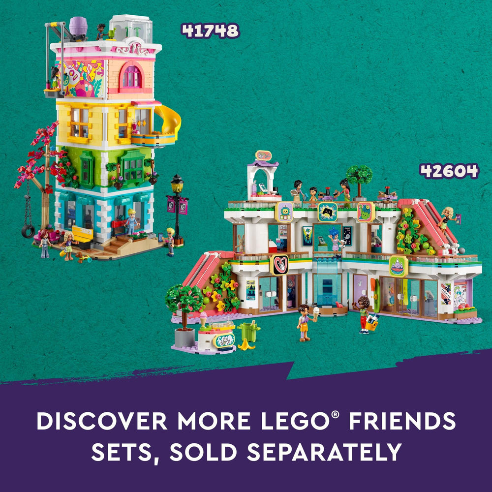 LEGO Friends Castle Bed and Breakfast mini-dolls with suitcases enable arrival-roleplay.