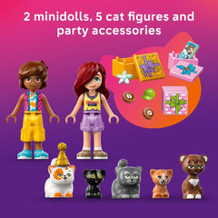 LEGO Friends Cat Birthday Party cat grass and water fountain support pet-care scenes