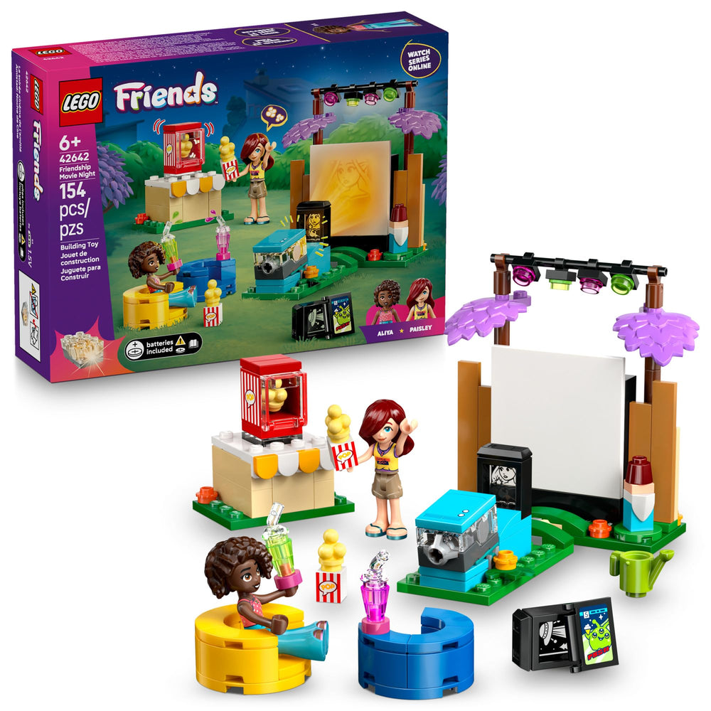 LEGO Friends projector brings backyard movie night to life, creating cozy viewing moments.