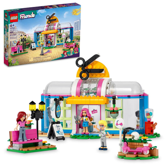LEGO Friends hair salon with Paisley and Olly mini-dolls for creative play