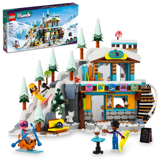 LEGO Friends Holiday Ski Slope and Café mountain scene for imaginative snow adventures.