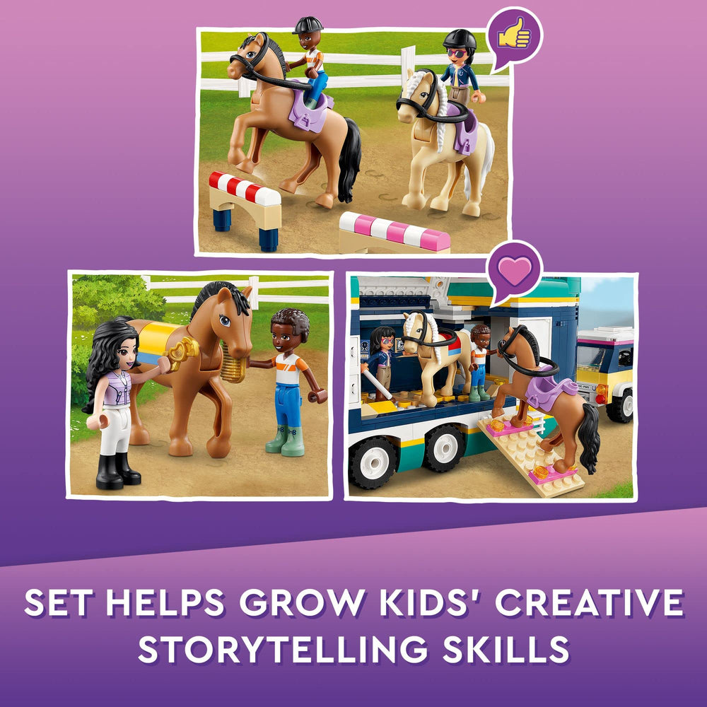 LEGO Friends Horse Show Trailer mini-dolls inside for storytelling.