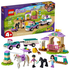 LEGO Friends 41441 car trailer with horse, ideal for imaginative play and storytelling.
