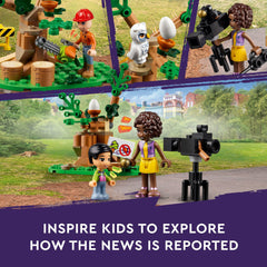 LEGO Friends Newsroom Van microphone and walkie-talkie boost authentic news broadcasts.