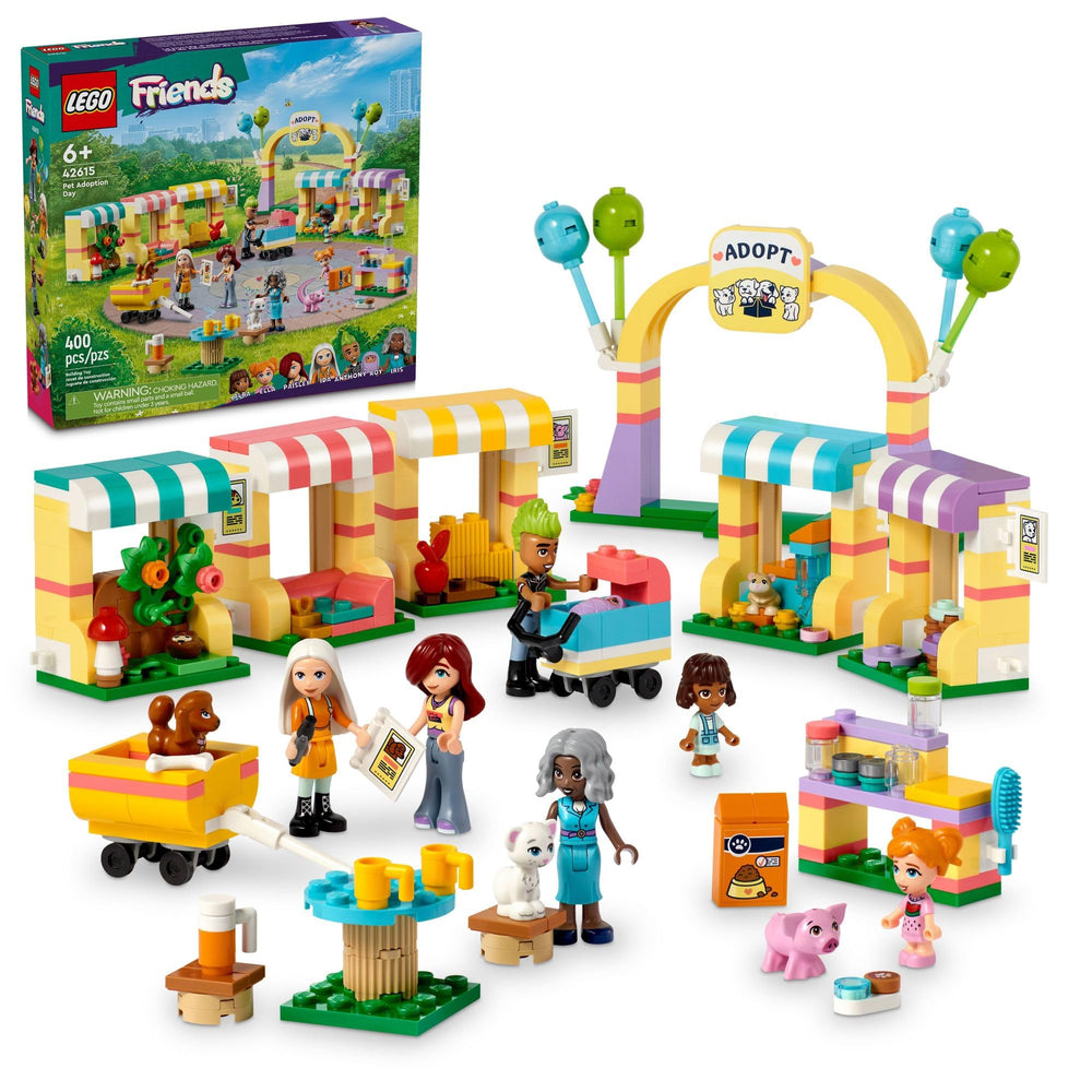 LEGO Friends Pet Adoption Day trailer for mobile pet transport and storytelling play.