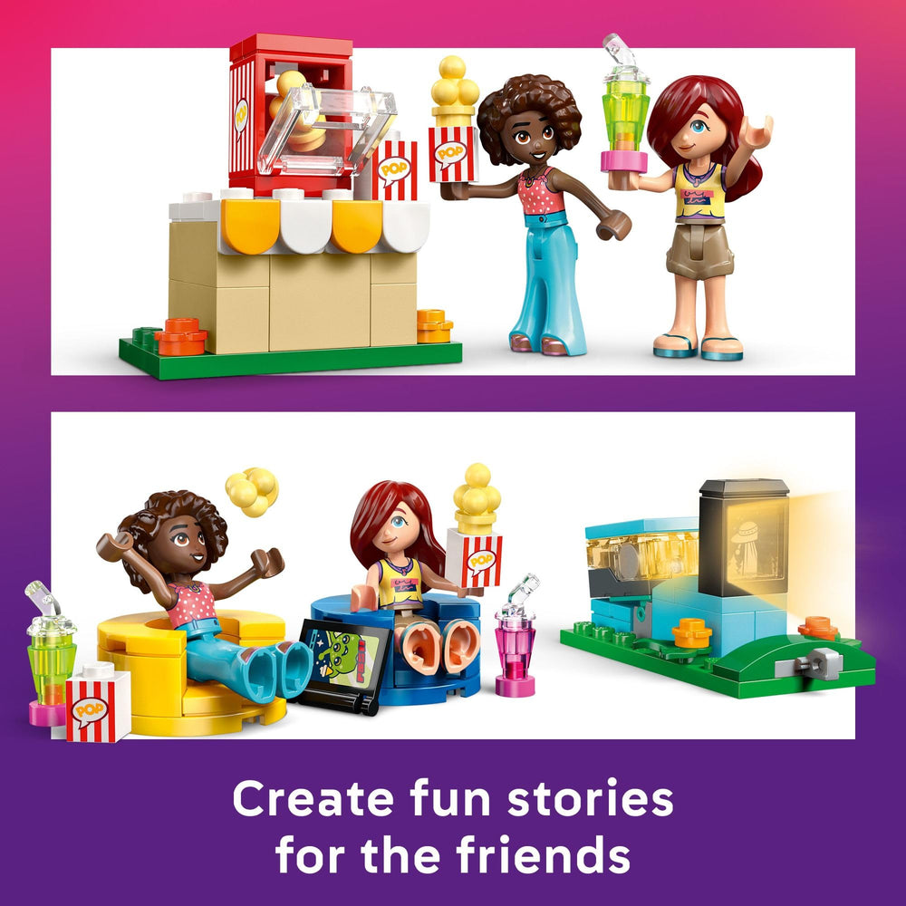 LEGO popcorn lever pops kernels, adding playful snack action.
