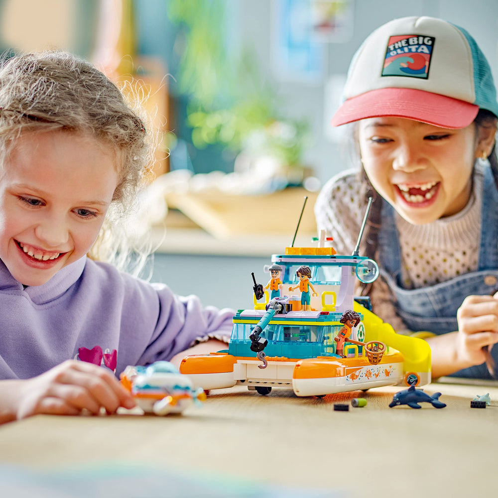 LEGO Friends Sea Rescue Boat rescue net and trash for recycling-themed play