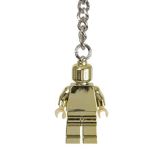 LEGO Golden Minifigure Keychain close-up, metallic finish and premium craftsmanship.