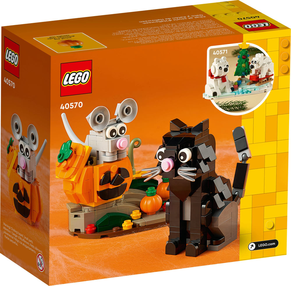 LEGO Halloween Cat & Mouse 40570 charming scene for Halloween decorations and gifting.