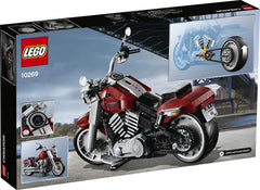 LEGO Harley-Davidson Fat Boy exhaust pipes add dramatic motorcycle accents.