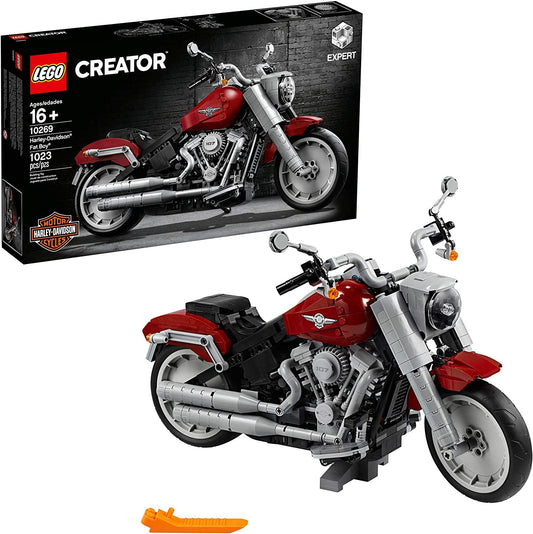 LEGO Harley-Davidson Fat Boy wheels highlight authentic Lakester design for an impressive display.