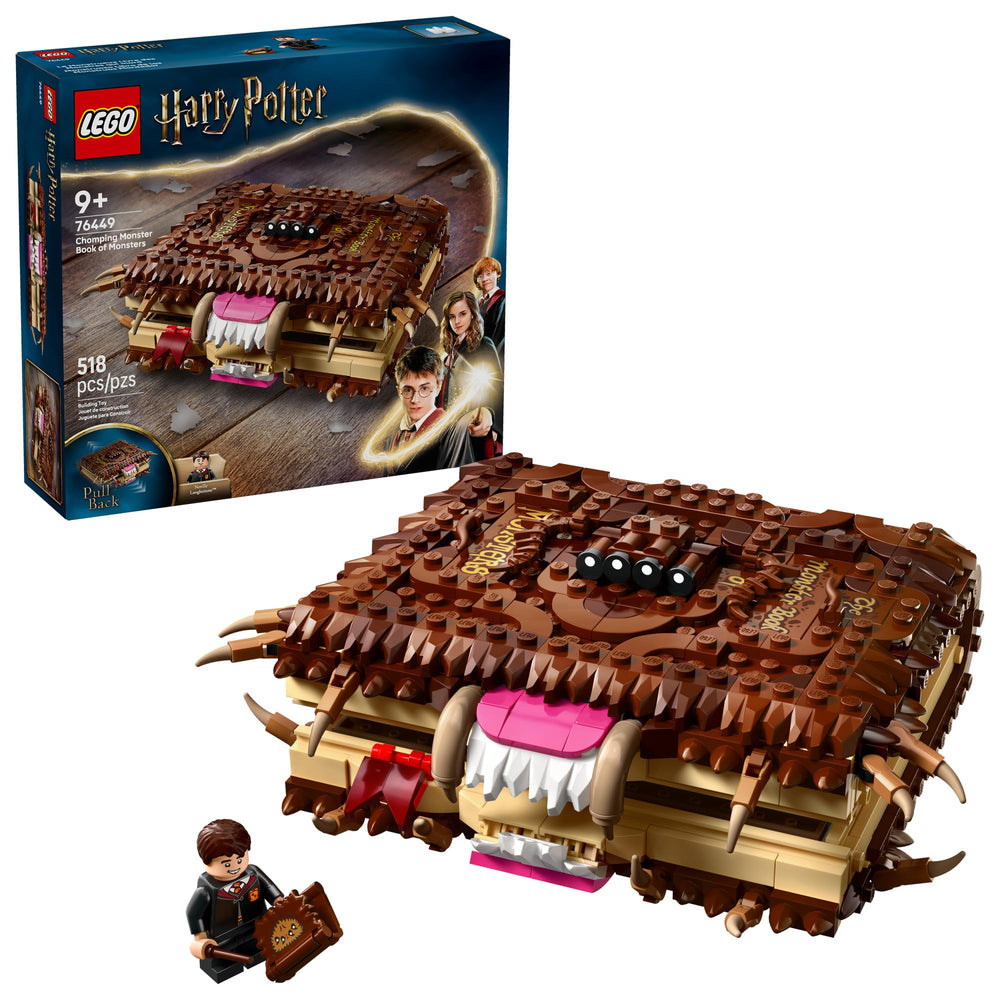LEGO Harry Potter Chomping Monster Book cover showcases furry detail for immersive Hogwarts play
