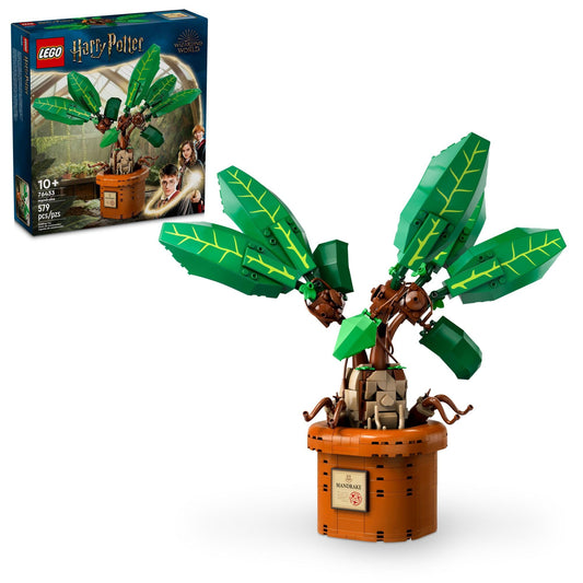 LEGO Harry Potter Mandrake figure in plant pot for display and imaginative play.