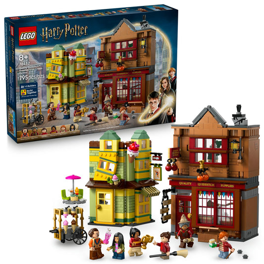 LEGO Harry Potter Quality Quidditch Supplies storefront with magical broomstick display for imaginative play