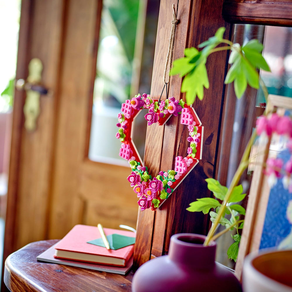 LEGO Heart Ornament hanging on wall for cozy home decor