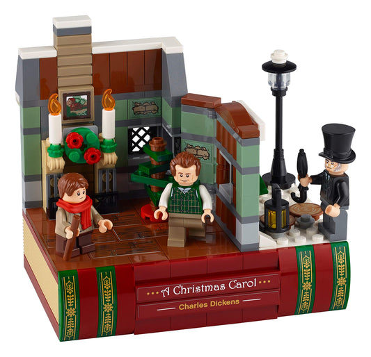 LEGO Holiday Charles Dickens Tribute 40410 front view, ideal for display on the mantel.