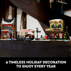 LEGO Holiday Main Street building details and festive lighting