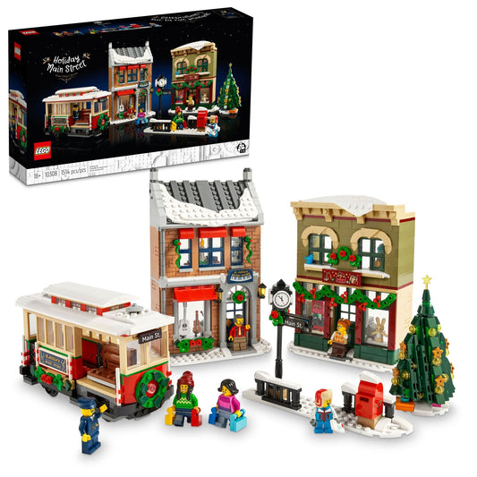 LEGO Holiday Main Street streetcar with four seats for festive family travel