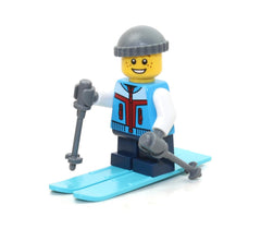 LEGO Holiday minifigure Skier Boy close-up showing winter jacket details for imaginative play.