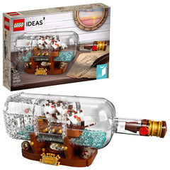 LEGO Ideas Ship in a Bottle bottle and cork close-up for a refined display piece.