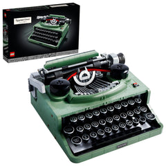 LEGO Ideas 21327 front view showcases a collectible retro typewriter display.