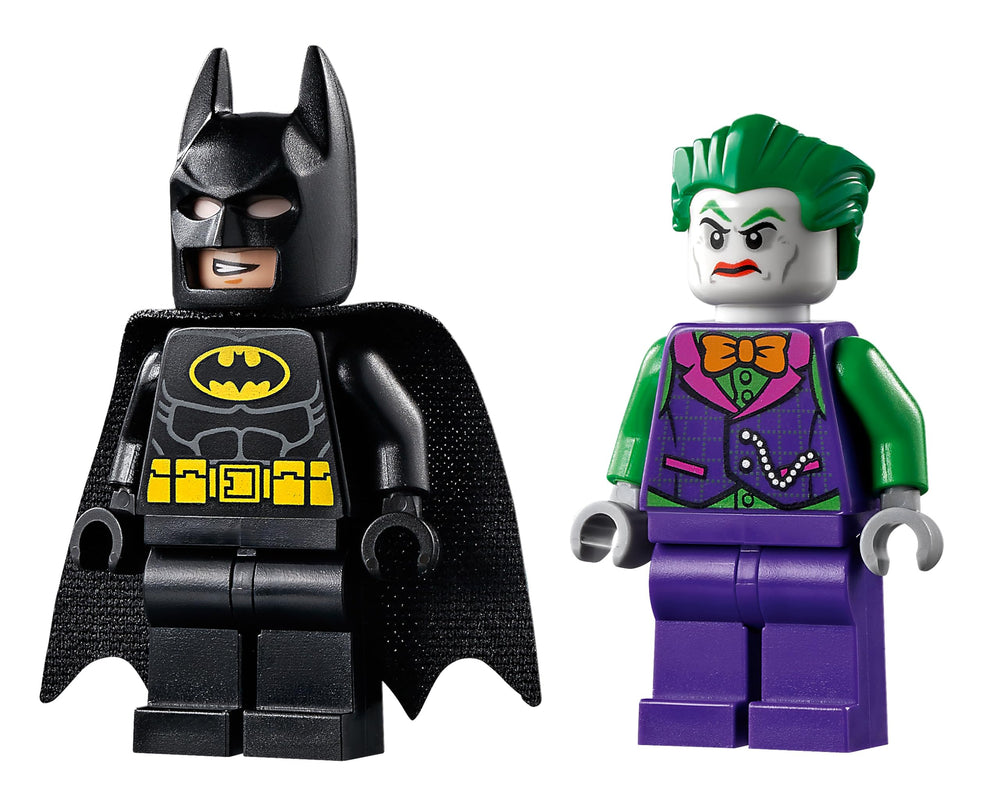 LEGO Joker minifigure in orange bow tie with crowbar for storytelling