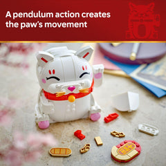 LEGO Lucky Cat wish panel decoration for fortune-themed display