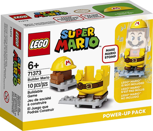 LEGO Mario Builder Costume on figure enhances brick-stomp play and coin collection